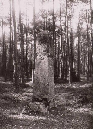 Meilensäule : Laußnitzer Heide, Meilensäule (ohne Unterbau) an der Hohen Landstraße bei der Kreuzung der Straßen Sacka - Laußnitz und Tausch - Röhrsdorf