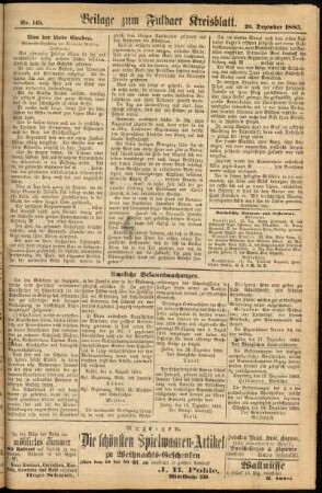 Zweite Ausgabe vom Donnerstag, den 20. Dezember 1883.