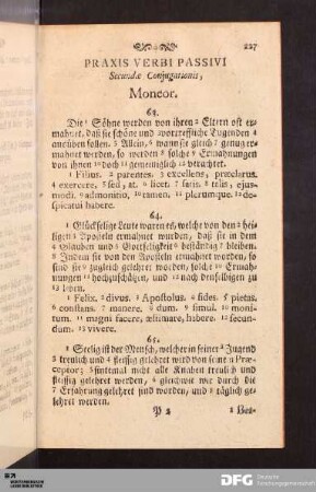 Praxis Verbi Passivi Secundæ Conjugationis, Moneor.