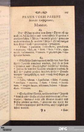 Praxis Verbi Passivi Secundæ Conjugationis, Moneor.