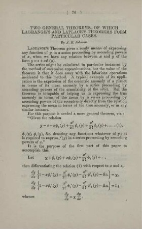 Two general theorems, of which Lagrange's and Laplace's theorems form particular cases.