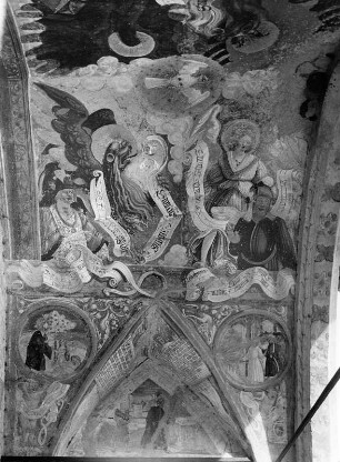 Wandbild mit Engel, Erschaffung Evas u.a. : Wandbild mit Engel, Erschaffung Evas u.a. Wandmalerei (1523). Maria Saal