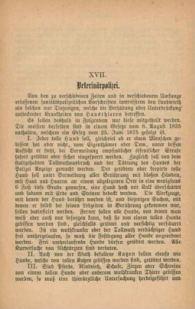 XVII. Veterinärpolizei