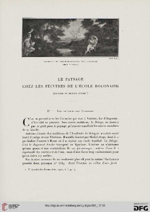5. Pér. 3.1921: Le paysage chez les peintres de l'école bolonaise, 2 : les disciples des Carrache