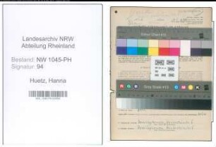 Entnazifizierung Hanna Huetz , geb. 25.03.1898 (Krankenschwester)