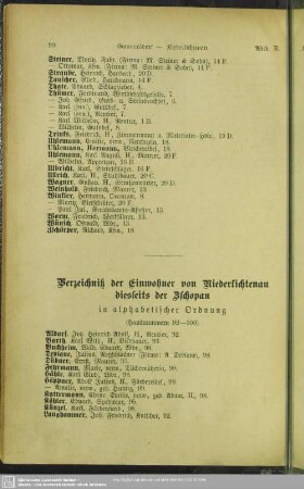 Verzeichniß der Einwohner von Niederlichtenau diesseits der Zschopau