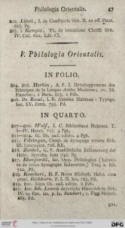 V. Philologia Orientalis