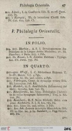 V. Philologia Orientalis