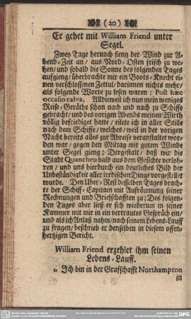 Er gehet mit William Friend unter Segel