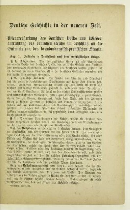 Deutsche Geschichte in der neueren Zeit