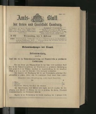 No. 27, 5. Februar 1920