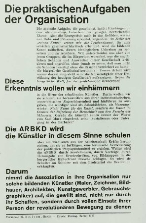 Deklaration der Assoziation revolutionärer bildender Künstler Deutschlands