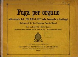 Fuga per organo sulla melodia dell' "Ite missa est" delle Domeniche e Semidoppi