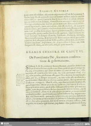 Examen Censuram In Caput VI.
