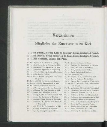 Verzeichniss der Mitglieder des Kunstvereins zu Kiel.