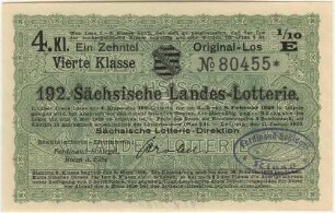 3 Reichsmark / 12 Reichsmark - 1/10 Los, 4. Klasse