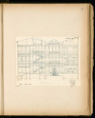 Bürgerliches Einfamilienwohnhaus Monatskonkurrenz August 1874: Längsschnitt 1:100