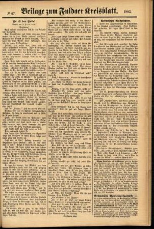 Zweite Ausgabe vom Samstag, den 19. August 1893.