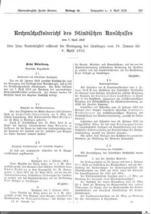 Rechenschaftsbericht des Ständischen Ausschusses