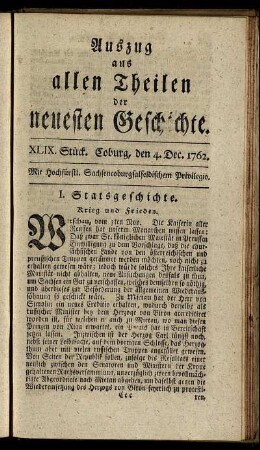 XLIX. Stück. Coburg, den 4. Dec. 1762.