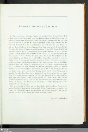 Wilhelm Pinder zum 25. Juni 1938
