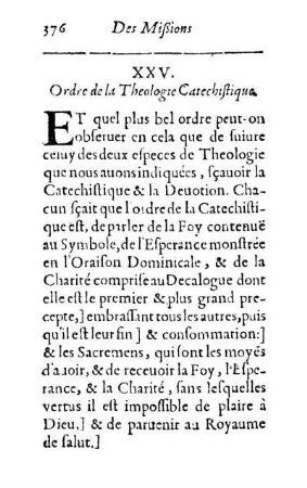 XXV. Ordre de la Theologie Catechistique
