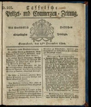 Nr. 103, Sonnabend, den 23sten December 1820