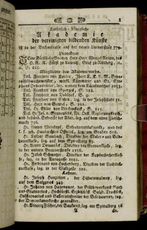 Kaiserlich-Königliche Akademie der vereinigten bildenden Künste[...] - Kaiserlich-Königliche Hofrechnungskammer-Registratur und Kanzley.