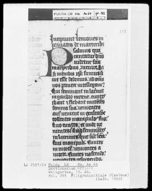 Lectionarium officii — Initiale P(salmus), Folio 283recto