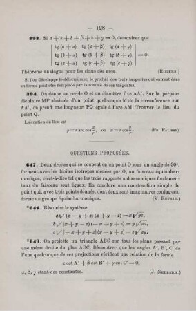 QUESTIONS PROPOSÉES.