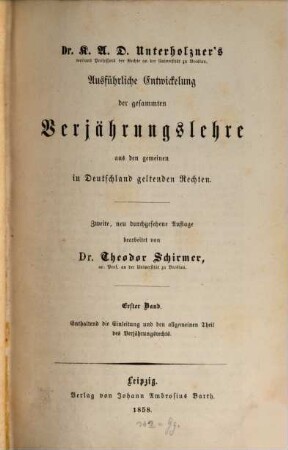 Ausführliche Entwickelung der gesammten Verjährungslehre aus den gemeinen in Deutschland geltenden Rechten, 1