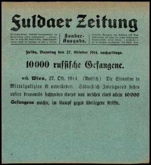 Zweite Ausgabe vom Dienstag, den 27. Oktober 1914.