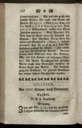 CCCCXXXIX. Am XXV. Sonnt. nach Trinitatis. Epistel.