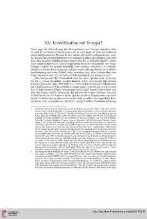 XV. Identifikation mit Europa?