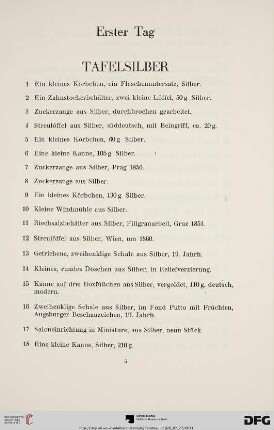 Tafelsilber (Nr. 1-48)