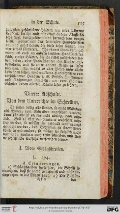 Vierter Abschnitt: Von dem Unterrichte im Schreiben