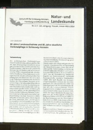 90 Jahre Landesaufnahme und 80 Jahre staatliche Denkmalpflege in Schleswig-Holstein