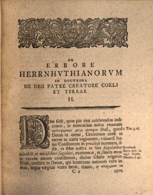 De Errore Herrnhuthianorum In Doctrina De Deo Patre Creatore Coeli Et Terrae, 2. In Program. Fest. Natal. ...