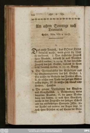Am achten Sonntage nach Trinitatis. Epistel, Röm. VIII. v. 12 - 17.
