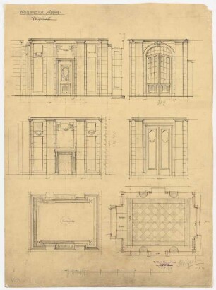 Wohnhaus Dr. Eduard Simon, Berlin: Vorhalle: Grundriss, Decken- und Wandansichten