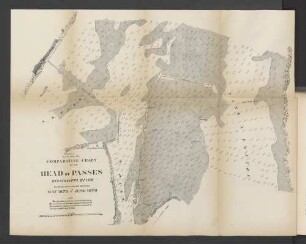 Plate J. See text page 183. Comparative Chart of the head of passes Mississippi River showing the changes beetween may 1875 and june 1879