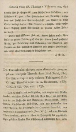 645-662 [Rezension] Tafel, Gottlieb Lukas Friedrich, De Thessalonica eiusque agro