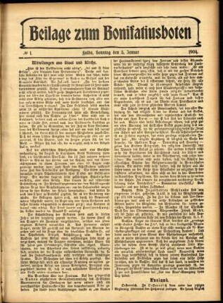 Zweite Ausgabe vom Sonntag, den 03. Januar 1904.
