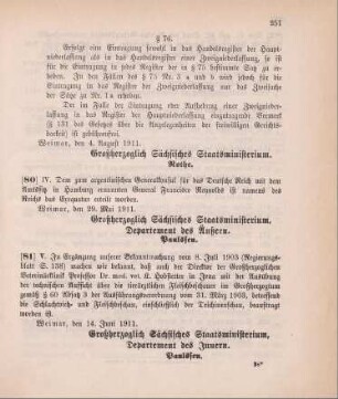 Nr. 80: Ministerialbekanntmachung, betreffend Erteilung des Exequatur an den argentinischen Generalkonsul Reynolds in Hamburg