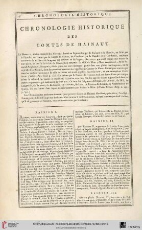 Chronologie historique des comtes de Hainaut