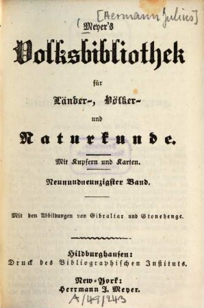 Meyer's Volksbibliothek für Länder-, Völker- und Naturkunde, 99