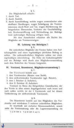 IV. Vorstand, Beamtenrat, Mitgliederversammlung.