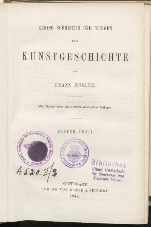 Bd. 1: Kleine Schriften und Studien zur Kunstgeschichte