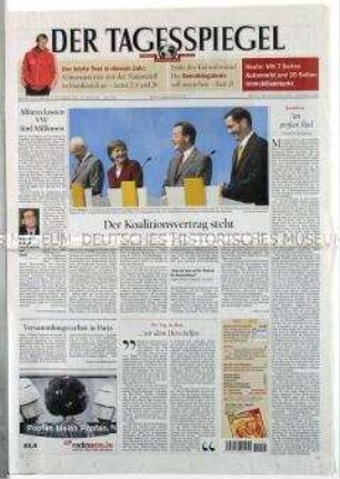 Berliner Tageszeitung "Der Tagesspiegel" zum Koalitionsvertrag von CDU/CSU und SPD