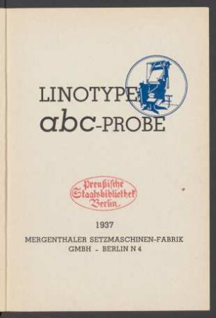 [Hauptband]: Linotype abc-Probe